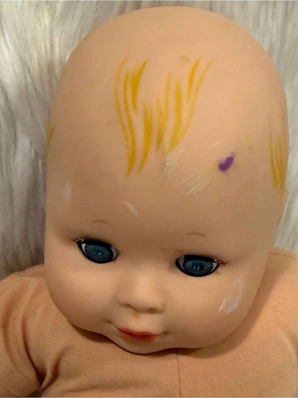Madame Alexander 2010 Peach Vinyl Head Baby Doll with Blue Eyes